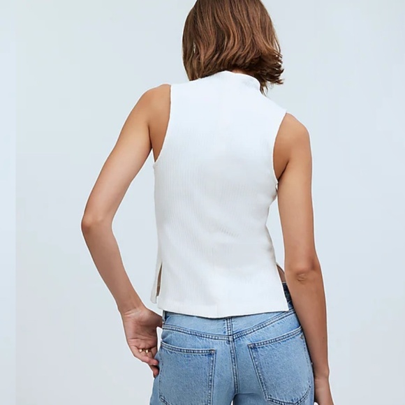 NWT Madewell Ivory Side-Slit Mockneck Tank SZ Various - Picture 5 of 6